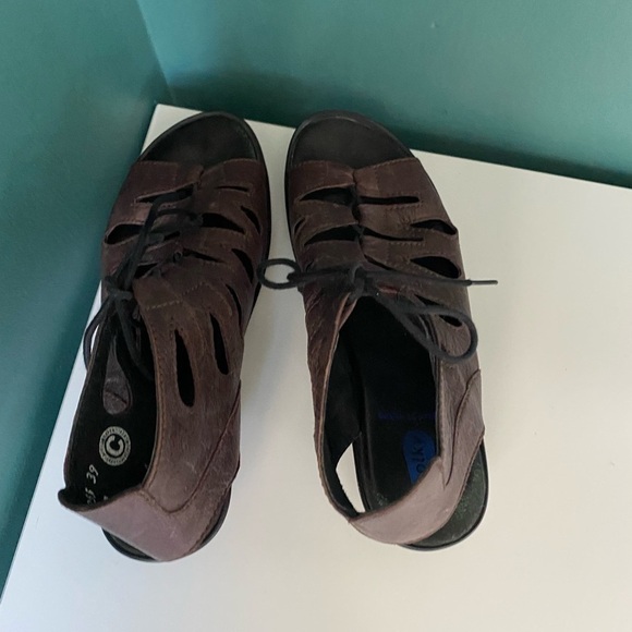 𝅺WOLKY Lace Up Sandals Leather Eur Size 39 Womens Size 8 - Picture 9 of 10